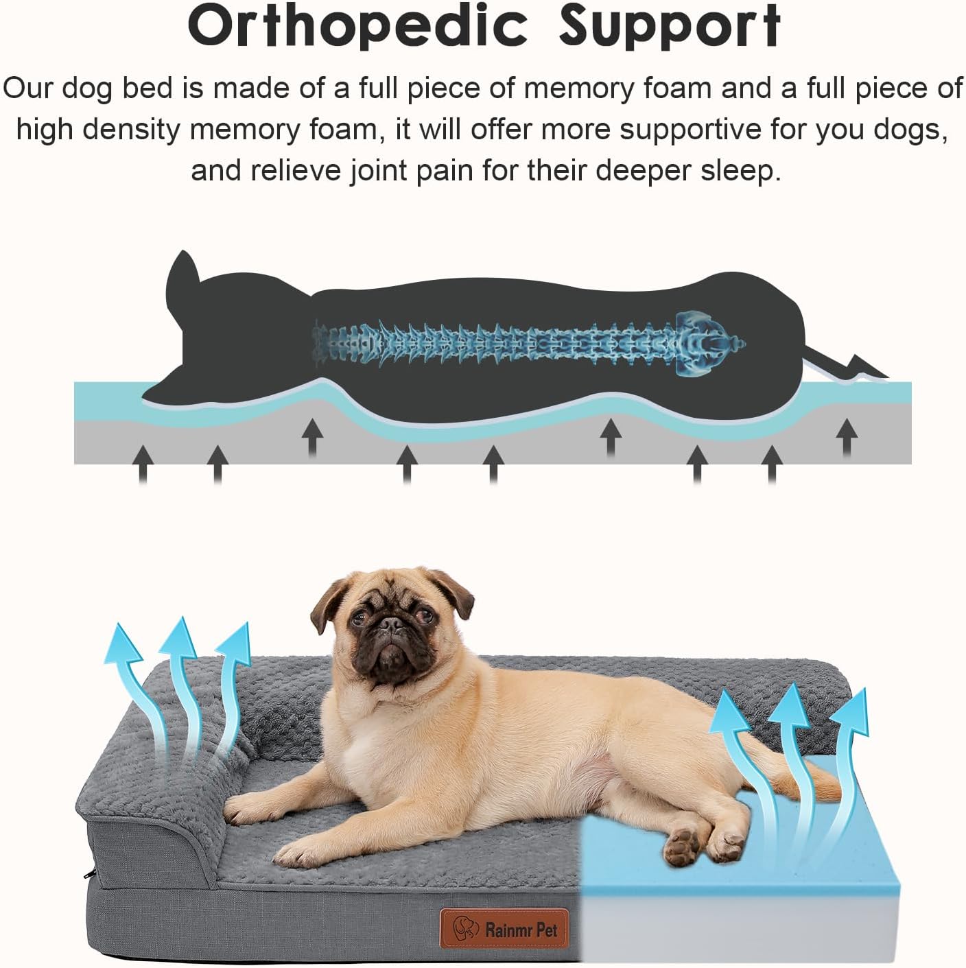 Orthopedic Dog Bed, 3 Inch Memory Foam Dog Beds for Small Dogs, Washable Removable Cover, Nonskid Bottom, Waterproof Pet Couch for Indoor, Outdoor or Car Use, 30x20 Inches S Dark Grey