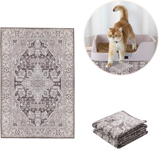 Lovewag Cat Litter Mat, Litter Box Mat, Caramel Creme, 16x24, 2 Pack | Washable litter mat cover, kitty litter mat & cat mat for litter box, litter trapping mat, prevents tracking, multi-cat