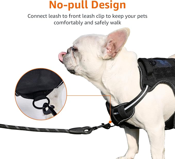 Amazon Basics No-Pull Dog Harness, Adjustable Front Clip, Escape Proof Tactical Vest, X-Large, Black