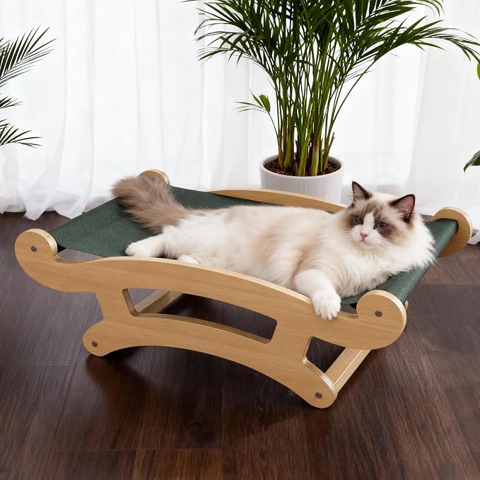 Cat Scratcher Bed for Indoor Cats Hammock for Scratching Pad Cat Chair Natural Scratch Post for Large Cats Scratcher Lounge, Wooden Cat Furniture(Large)