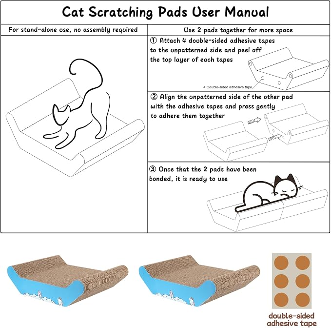 Cardboard Cat Scratcher Bed 22x16” Large Cat Scratch Pad for Cats | Curve Cat Scratcher Couch for Multi-cat Households, Widened & Thickened, Scratch Resistant, with Catnip