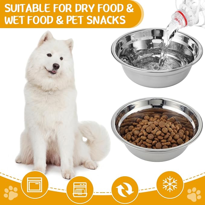 Patelai 4 Pcs Stainless Steel Dog Bowls 7.9" with Silicone Lids Portable Food and Water Dishes for Pets Sealable Containers for Small Medium Dog Cat Indoor (Red,Purple)