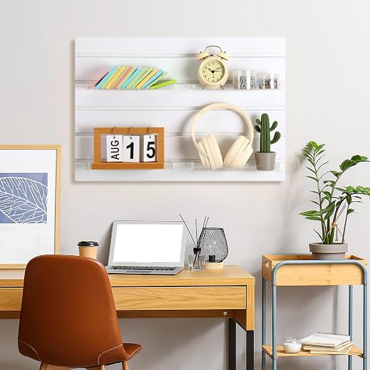 Yalikop 4 Pcs Slatwall Shelves Clear Acrylic Slatwall Shelves Organizer Wall Mounted Hanging Accessories Plastic Panel Display Shelf for Retail Store Boutique Garage Home(Fenced Style,10 x 4 Inch)