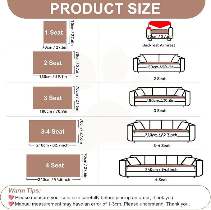 OTOB Couch Cover for Dogs Washable Pet Friendly, Non Slip Plush Fuzzy Love Seat Couch Covers Sofa Slipcovers, Geometric Jacquard Soft Pet Cushion Mat Protector All Seasons, (Camel, 27.6" x 59.1")