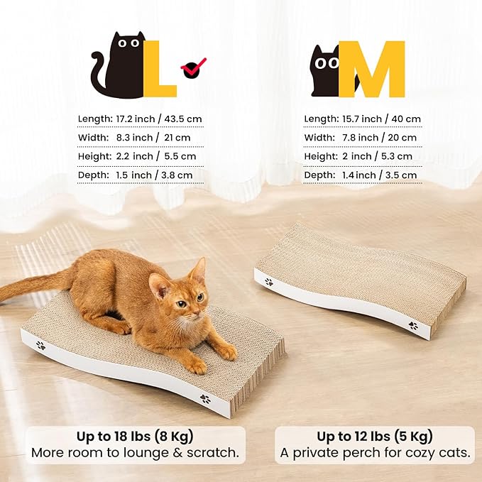 Cat Scratcher, Durable Scratch Pad, Corrugated Cardboard Scratching Board for Indoor Cats, Heavy Duty, Double-Sided Usability, Recyclable, with Catnip, Medium, 1 Pack