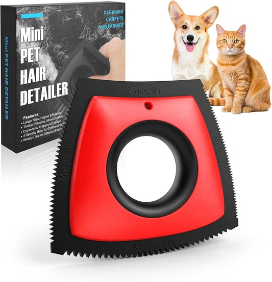 Pet Hair Removal Tool, Cat & Dog Hair Remover for Car Couch Furniture Carpet Clothing, Triangle Multi-Surface Pet Hair Remover for Auto Interior Detailing Supplies Mini Pet Hair Detailer
