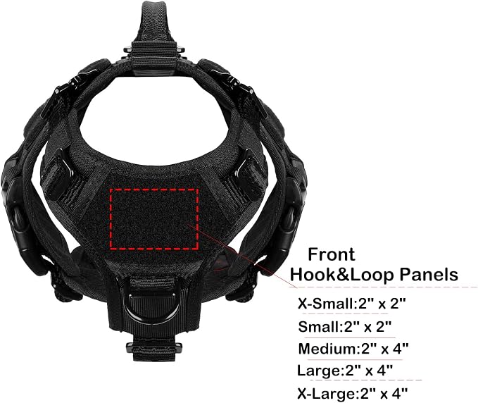 ICEFANG No Pull Tactical Dog Harness for X-Small Dogs,Adjustable Dog Vest | Control Handle,MOLLE Panel,Front Hook,3 Leash Clips,Soft Padded,for walking training,Black,X-Small