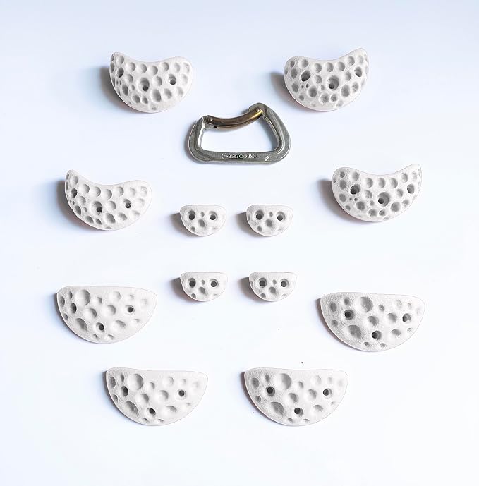 Moon Rock Climbing Holds Easy to Grab for Home Climbing Walls and Swing Sets. Positive in Cut Jugs Great for Kids. Dual Texture, Eco Friendly, Non-Toxic. 2X Stronger Recycled Material. (Bone White)