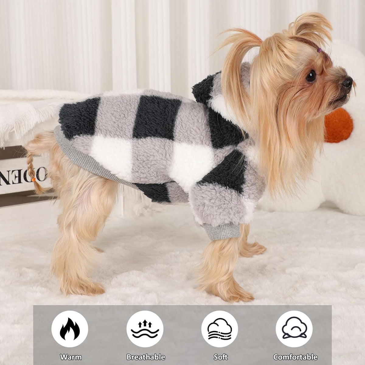 Medium Dog Sweater for Small Dogs Hoodies,Winter Clothes Boy Girl Male Female,Warm XXS Fleece Hoodies Pet Coat Apparel Outfit(Medium, Black)