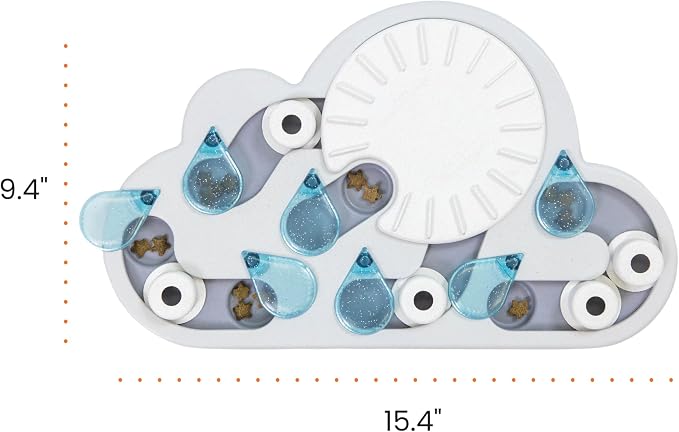 Catstages by Nina Ottosson Rainy Day Puzzle & Play Cat Puzzle Feeder – Interactive Treat Game for Indoor Cats, Level 3 Slow Feeder Enrichment Toy, 13.8" x 14"