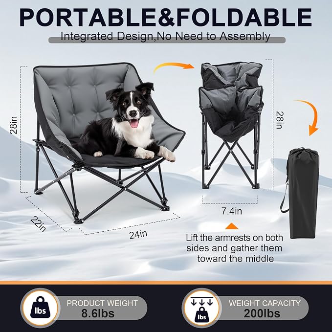 AceOrbit Folding Camping Chair for Dog, Padded Raised Pet Bed for Outdoor | Heavy Duty Supports 200 lbs, Backyard Patio Cot, Durable Camping Gear for Pets, Easy Setup and Storage