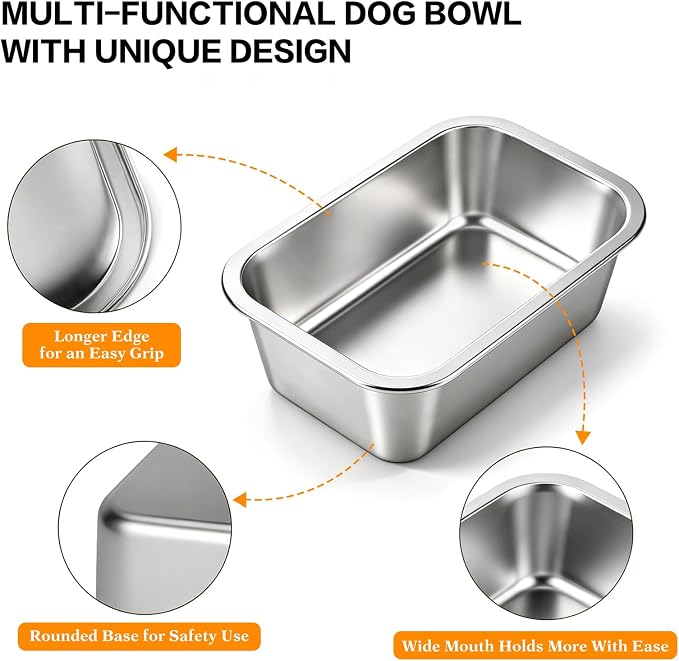 Stainless Steel Large Dog Water Bowl, Outdoor Dog Water Bowl, High Capacity Metal Dog Food Bowls, for Dog & Cat, Big, X- Large Pet 1.25 Gallons