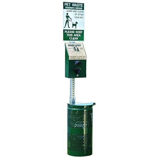 Dogipot 1003A-L Pet Station with Sign, Dispenser, Receptacle, Litter Bag Rolls, Trash Bags and 10 Roll Case with 2000 Pick Up Bags