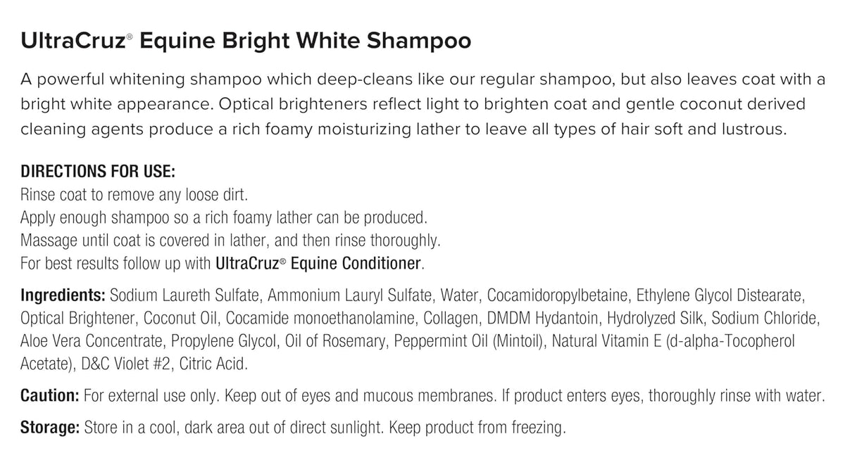 UltraCruz® Equine Bright White Shampoo, 1 Gallon