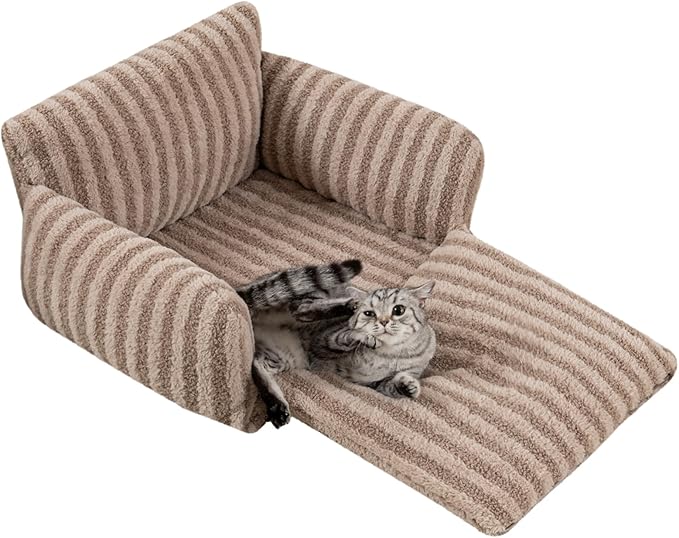 Hollypet Cat Bed Small Dog Orthopedic Couch Beds for Pets up to 20 lbs | Fluffy Multifunctional Double-Layer Warming Kitten Pet Couch Orthopedic Beds with Machine Washable Cover and Non-Slip Bottom