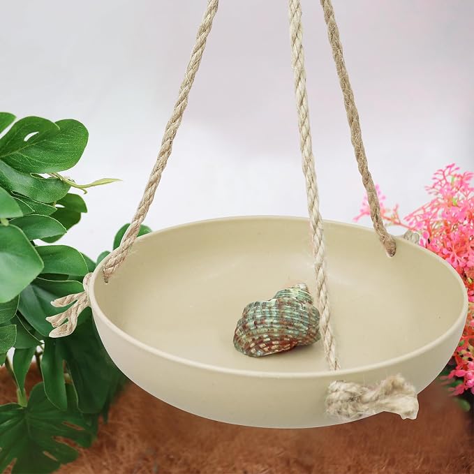 Frog Swing Toys, Plastic Reptile Amphibian Climbing Toys, Tank Aquarium Terrarium Decoration Accessories, Suitable for Frog Gecko Lizard Chameleon Hermit Crab (Beige, Small)