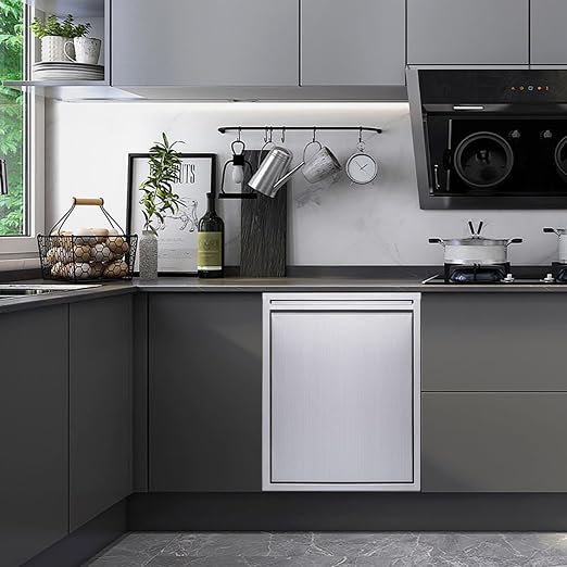 Commercial Waste Receptacle Embedded Trash Bin, Stainless Steel Tilt Out Trash Cabinet Hidden Trash Can, Wall-mounted Waste Bin Recycling Cabinet, Bathroom Waste Container Kitchen Trash Can Cabinet