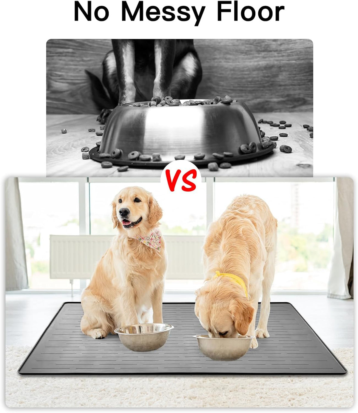 39.4"x29.5" Large Pet Food Mat, Silicone Dog Mats for Food and Water, Nonslip Pet Feeding Mats for Floors,Dog Cat Bowl Mat with Raised Edges, Beige