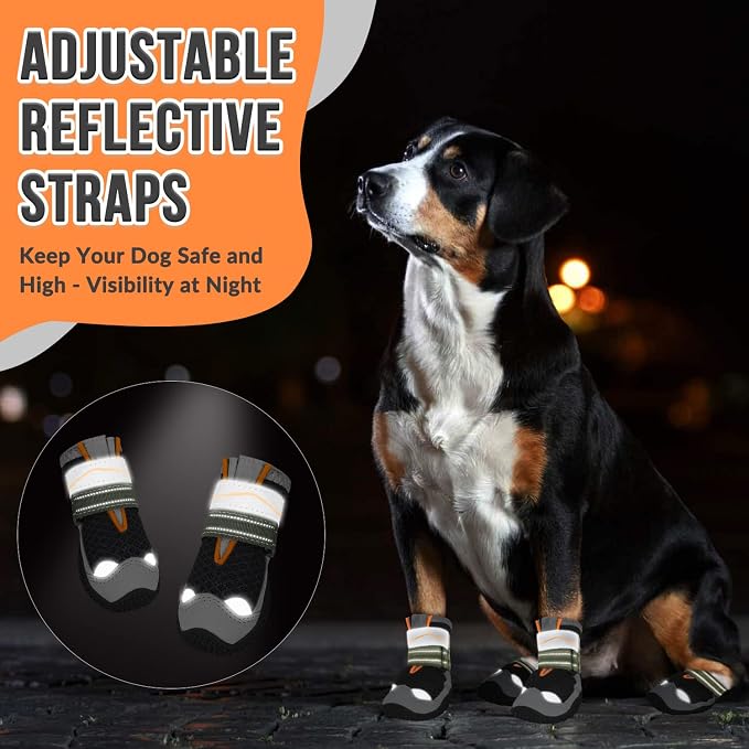 SlowTon Dog Shoes for Large Small Medium Dogs - Breathable Dog Boots for Summer Hot Pavement, Paw Protector for Outdoor Walking Winter Snow, Anti-Slip Rubber Dog Booties for Hardwood Floor (B, 1)