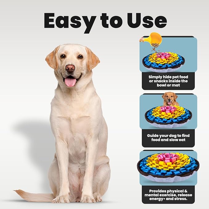 PET ARENA Adjustable Snuffle Mat Dog Puzzle Toy for Slow Feeding | Promotes mental stimulation and reduces boredom with interactive feeding fun for small and large breeds, indoors or outdoors.