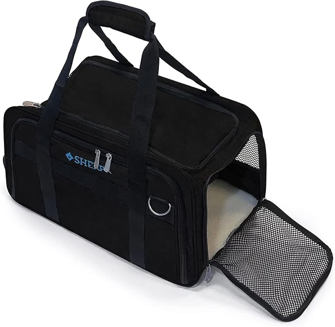 Sherpa Expandable Travel Pet Carrier, Airline Approved & Guaranteed On Board - Black, Medium