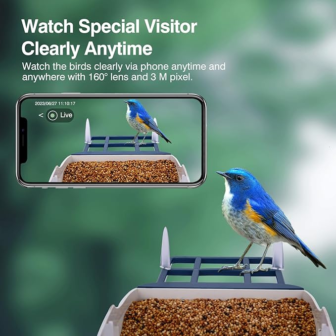 Smart Bird Feeder with Camera,AI Identify Species,Bird House with Solar Powered,Instant Arrival Alerts,2K HD Capture Video Live View,Gift for Birds Lover (Indigo Blue)