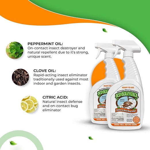 Bed Bug Patrol Bed Bug Spray & Killer – 24oz | Fast-Acting Treatment Kills Bed Bugs, Eggs & Larvae on Contact | Plant-Based Natural Formula | Safe for Home, Family & Pets