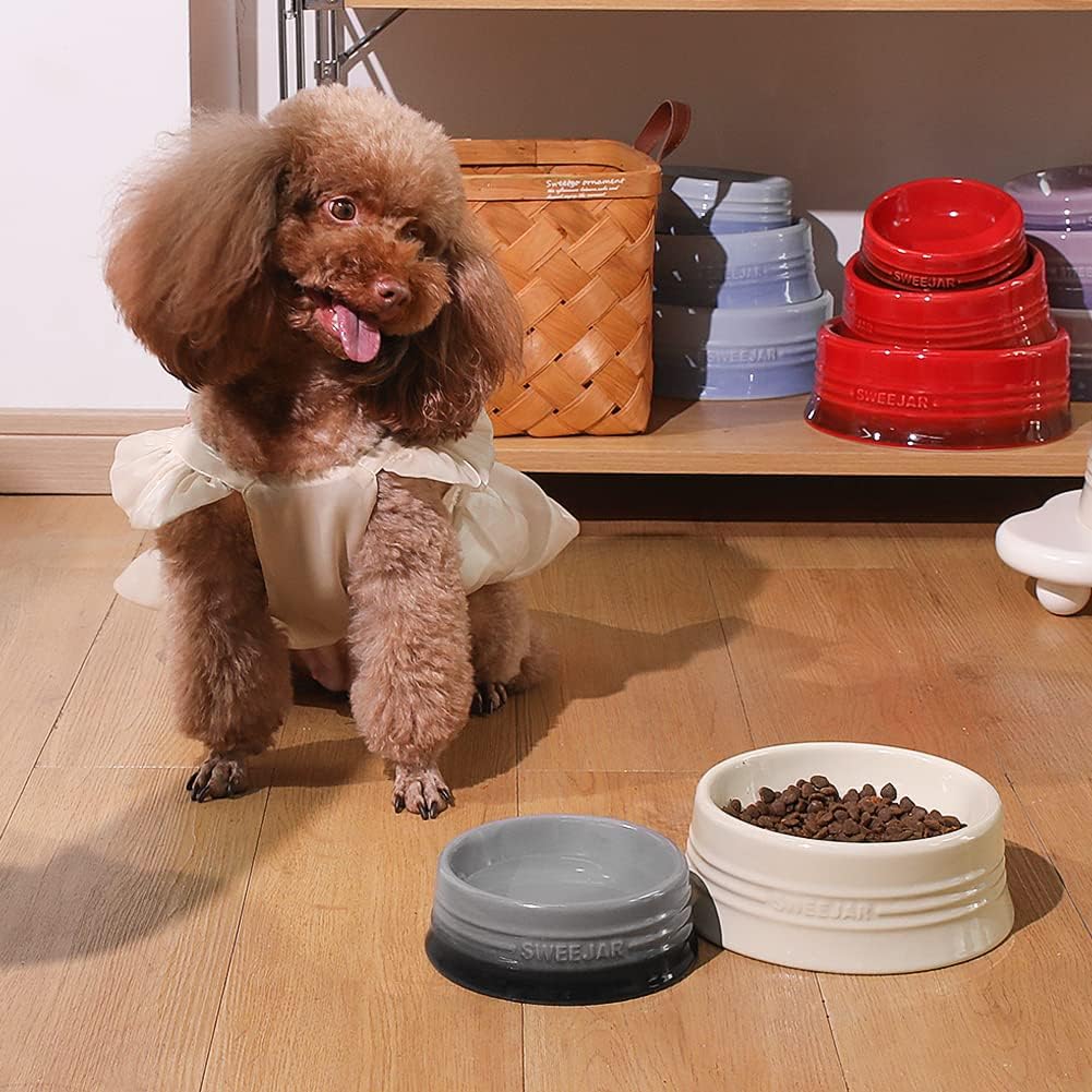 Sweejar Gradient Dog Bowl, Ceramic Dog Food Dish for Medium Dogs and Cat, Porcelain Pet Bowl for Food and Water 18 oz (Gradient Navy)