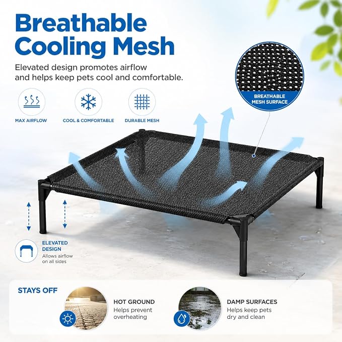 Elevated Dog Bed, Breathable Mesh Raised Pet Cot, | For Dogs, Elevated Design