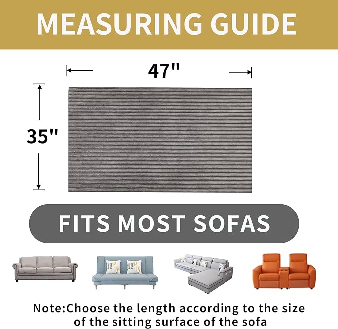 HAOMAIJIA Waterproof Couch Cover for Dogs Washable,Faux Fur Pet Couch Covers for Sofa,Soft Dog Bed Cover Non-Slip Couch Covers for 3 Cushion Couch Sofa Pet Friendly (Grey, 35" x 47" 1 Pack)