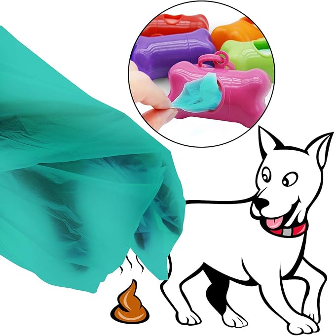 INNOLIFE Dog Poop Bag, Set of 6 Bone Shaped Dispensers + 90pcs Pet Waste Bags, Dog Waste Bags, Bulk Poop Bags on a roll, Clean up Poop Bag