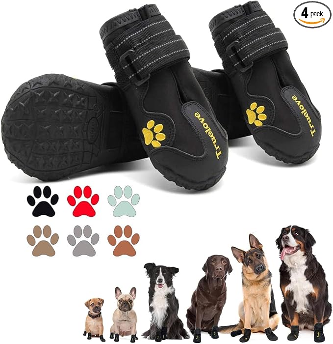 Expawlorer Dog Shoes for Large Dogs, Dog Shoes for Hot Pavement, Hiking Walking, Anti-Slip Rugged Sole,Waterproof Dog Booties for Outdoor Rain Days, All Weather Dog Boots & Paw Protectors (Black)