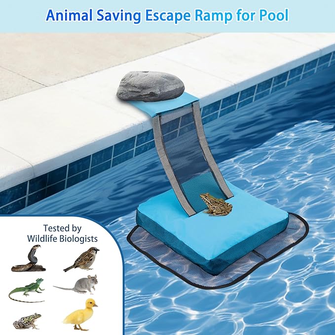Pool Animal Escape Ramp,Pool Frog Saver,Animal Saver for Swimming Pool Critter, Rescue for Toads, Flog,Lizards, Ducks, Snakes, Mice,Blue