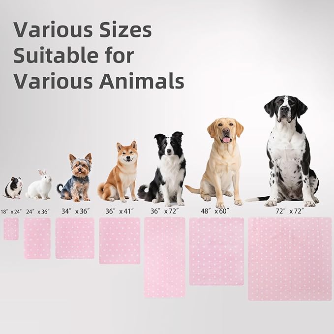 PUPTECK Washable Pee Pads for Dogs - Waterproof Reusable Puppy Potty Training Pads Whelping Mat - Fast Absorption Non-Slip Pet Food Feeding Mat (Pink, 34x36 Inch (Pack of 2))