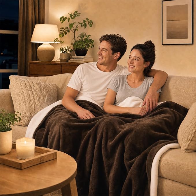 LOOBANI Waterproof Blanket for Bed Intimacy Queen Size 80"x90", Coffee | Double-Side Leak-proof Cozy Flannel, Reversible, Stain-Proof Cover for Rest Movie Time, Furniture Protection, Large Dogs