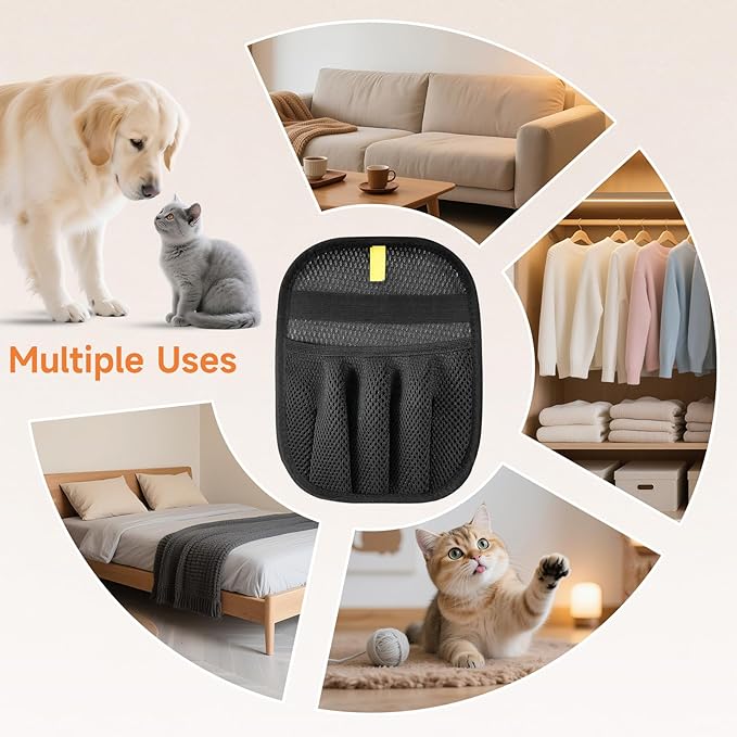 AOBIS Pet Hair Remover Gloves for Cats & Dogs - Reusable Electrostatic Pet Hair Gloves, Fur Removal Tool for Home, Car Seats
