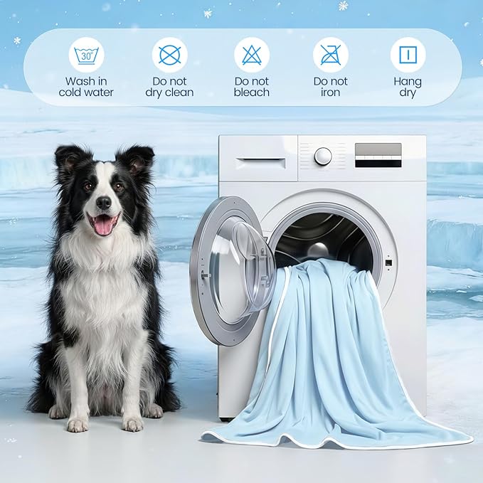 Mora Pets Premium Cooling Blanket for Dogs, Q-MAX>0.5 Washable Breathable Cooling Mat, Lightweight Soft Summer Pet Throw Blanket, Furniture Protector Bed Couch Cover for Large Dog Cat, Blue, 60x80
