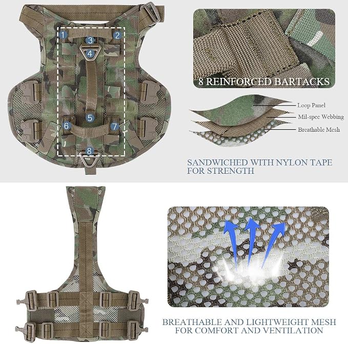 Tactical Dog Harness No Pull for Large Working Dogs Military Dogs Vest Police Service Training Dogs Molle Harnesses with Handle … …