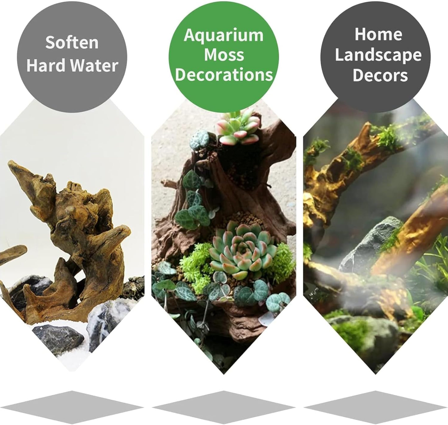Hamiledyi 3 Pcs Natural Driftwood for Aquarium 7-12 Inch Driftwood Branches Bearded Dragon Accessories Reptiles Aquarium Decoration Assorted Size Natural Habitat Decor Wood for Lizad