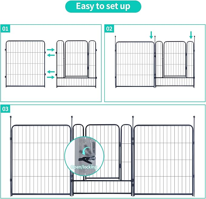 Dog Playpen,Portable Outdoor Dog Fence, Dog Playpen for Large/Medium/Small Dogs, Dog Fences for The Yard,with Doors Foldable Metal (32 inch, 24 Panels)