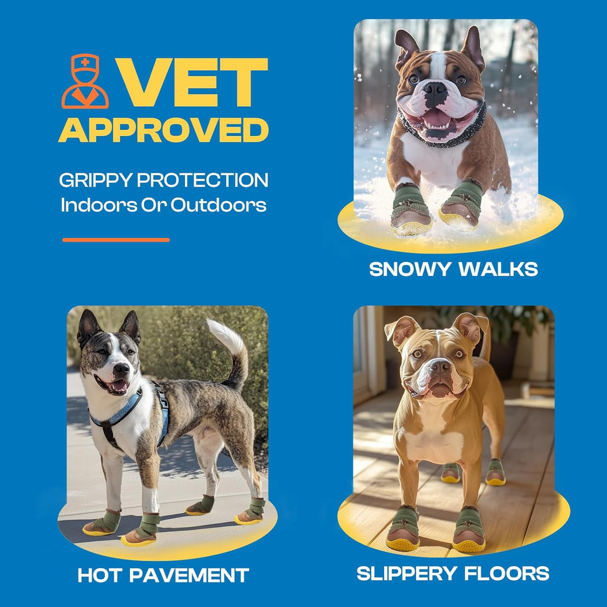 Dog Shoes for Large Dogs, Medium Dog Boots & Paw Protectors for Hardwood Floors, Outdoor Dog Booties for Hot Pavement Winter Snow Hiking, Breathable Dog Shoes with Reflective Strips Size 8