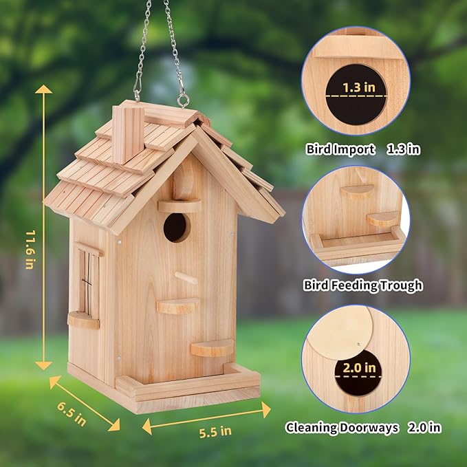 DIY Bird House Kit – Build Your Own Bird House, Natural Cedar Wood Craft Kit for Adults & Kids Ages 8-12, Pre-Drilled Easy Assembly, Eco-Friendly Birdhouse Kit (11.6x6.5x5.5in)