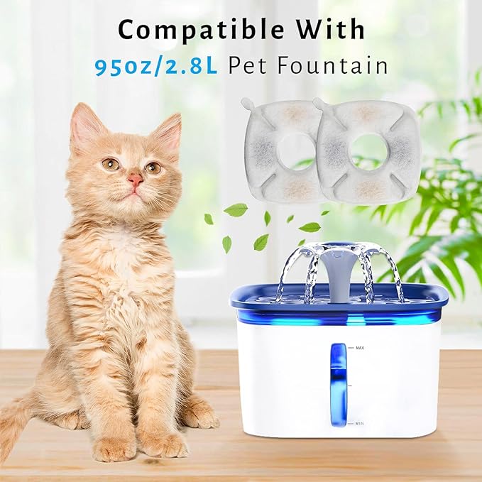 DOOOB 24 Pcs Cat Water Fountain Filter, 12 Packs Cat Fountain Filter, Cat Fountain Replacement Filters, Pet Water Fountain Filters for 95oz/2.8L Pet Water Fountain