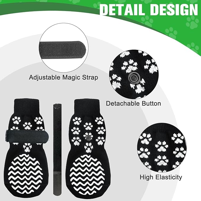 EXPAWLORER 6Pcs Anti Slip Dog Socks to Prevent Licking Paws, Dog Shoes for Winter, Double Sides Dog Boots & Paw Protectors Booties for Hardwood Floors with Grippers Small Medium Large Senior Dog, XL