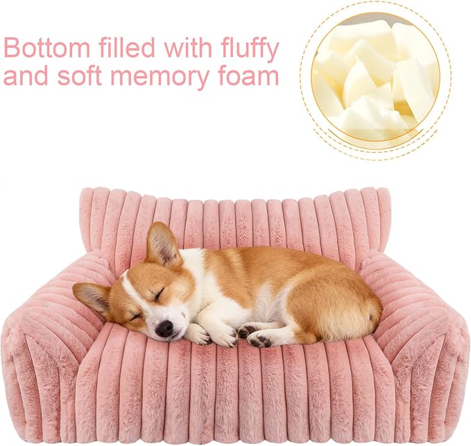 Cute Dog Couch for Medium Large Dogs,Dog Cat Couch Sofa,Dog Bed,L,Pink | Dog Couch Bed with Removable Washable Cover,Cute Fluffy Pet Sofa Cat Couch Bed,Washable Dog Bed Medium Large Size Dog