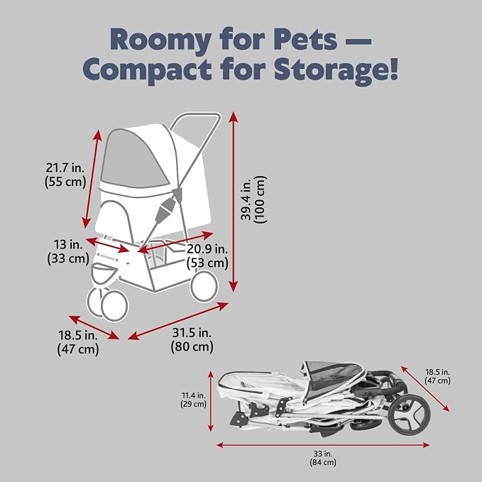 TRIXIE Foldable Pet Stroller for Cats and Dogs, Pet Carrier Strolling Cart with Weather Cover, Storage Basket, Cup Holder, Black | Lightweight, Compact and Portable, Easy to Travel