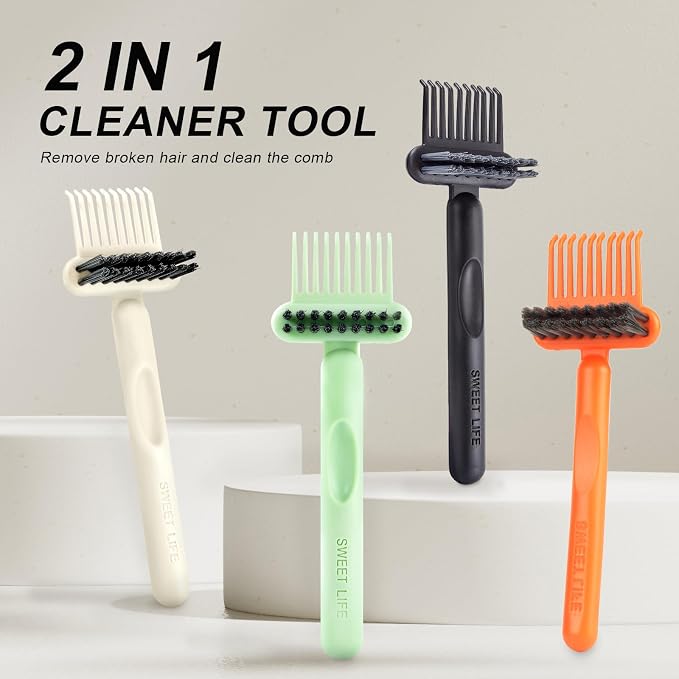 Hair Brush Comb Cleaning Tool Comb,2-in-1 Hair Brush Cleaner Tool, Portable Remover Rake for Removing Hair Dust, Home and Salon Use (Orange)