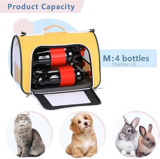 A 4 Pet Cat Carrier, Airline Approved Pet Carrier for Small Medium Cats Dogs Puppy with Safety Tether, Lightweight EVA Soft-Sided Bag, Anti-Collapse for Plane Car Train Vet