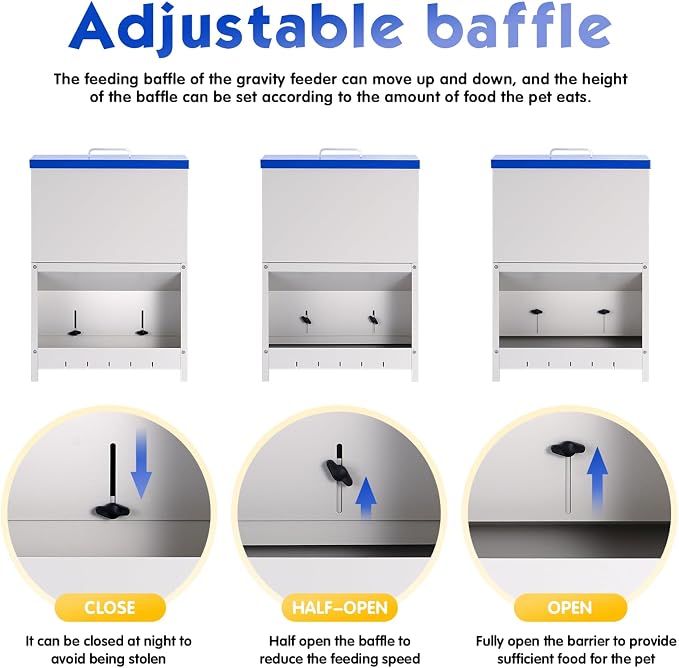 Automatic Dog Feeder Large Breed, Outdoor Dog Feeder for Large Dog | 25lbs Large Capacity Automatic Gravity Dog Feeder Suitable for Small, Medium, and Large Dog Breeds (Blue)