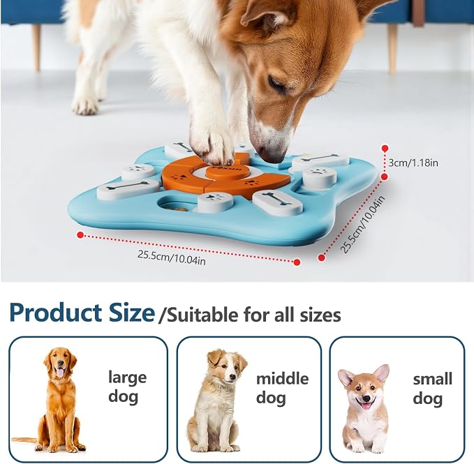 FOXMM Interactive Dog Treat Puzzle Toys for IQ Training & Mental Stimulating,Fun Slow Feeder,Large Medium Small Dogs Enrichment Toys with Squeak Design,Ideal Gifts for Puppies,Cats,Dogs